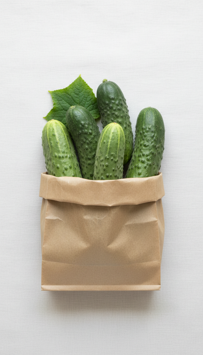 Lime Leaf Cucumbers in Kraft Bag