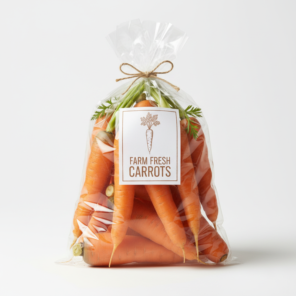 Fresh carrots in a bag